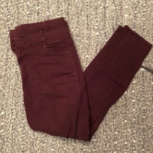 Rue21 High Waisted Maroon Skinny Jeans